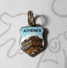 Athenes Athens Greece Parthenon 800 Silver Enamel Travel Shield Charm Vintage