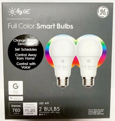 NEW 2-Pack C by GE 93106796 A19 Bluetooth Smart LED Light Bulb - Multicolor - Image 1 of 2
