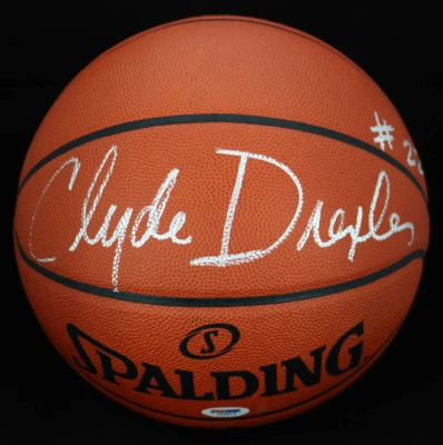 Clyde Drexler SIGNED Official NBA Basketball Houston Rockets PSA/DNA AUTOGRAPHED - Image 1 of 3