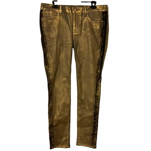 Jeans Karen Millen US 12 grigio oro nero bordo gamba sottile nuovo con etichetta - Foto 1 di 10