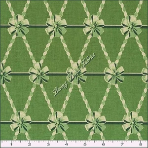 "YULETIDE GREETINGS" ANNA GRIFFIN CHRISTMAS BOWS COTTON FABRIC PRICED @ 1/2 YD - Picture 1 of 1
