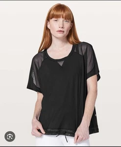 T-shirt Lululemon Final Count taglia 4 nera spalle a rete prezzo al dettaglio consigliato $68 usata in ottime condizioni oversize - Foto 1 di 6