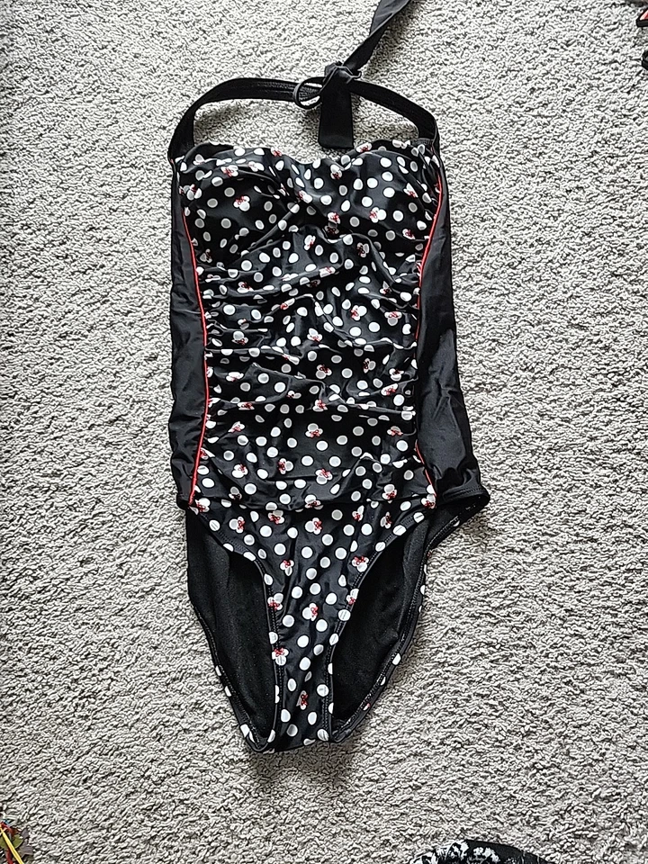 Traje de baño acanalado para mujer Disney Parks Minnie Mouse iconos estampado de lunares M Foto 1 de 2