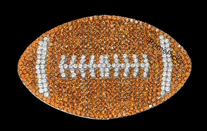 🏈Football Rhinestone Iron-On Patch 3 x 2 inch 🏈 Crystal DIY Bling Applique - Picture 1 of 7