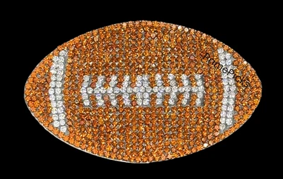 🏈Football Rhinestone Iron-On Patch 3 x 2 inch 🏈 Crystal DIY Bling Applique - Image 1 of 4