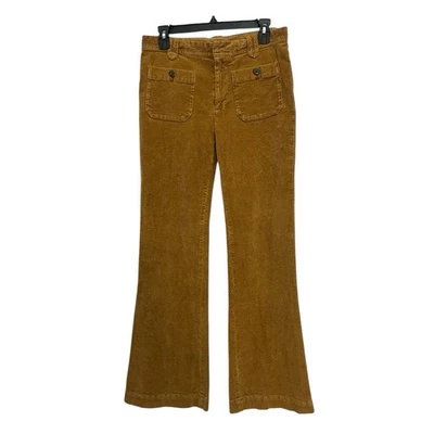 Free People Flare Leg Corduroy Pants Size 4 Tan Patch Pocket Boho - Image 1 of 4