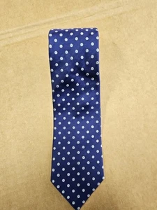 Corbata de seda HUGO BOSS hecha en Italia diseñador azul/azul claro lunares W3xL58 - Imagen 1 de 9