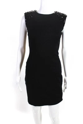 Cynthia Steffe Women's Beaded Crew Neck Pencil Dress Black Size 0 - Image 1 of 4