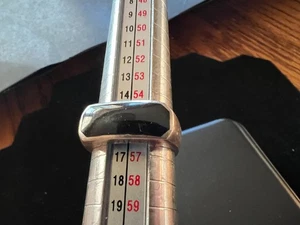 Vintage Sterling Silver Black Onyx Inlay Rectangular Ring Size 7.5 - Picture 1 of 10