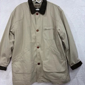 Vintage LL Bean Chore Jacket Mens XL Barn Coat Corduroy Wool Removable Liner Tan - Picture 1 of 19