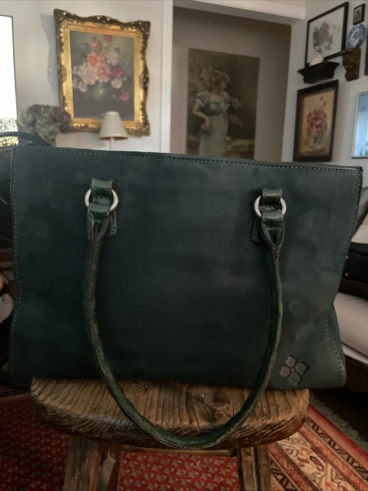 Patricia Nash Leather Primrose Dark Green Brushed Italian Nubuck Satchel - Image 1 of 4