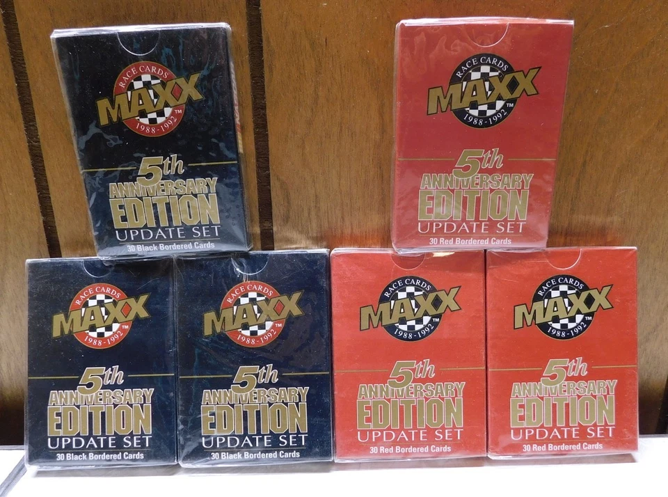 6 Sealed Sets - 1992 Maxx Racing Trading Cards Update Set - 3 black/3 Red - Image 1 of 3