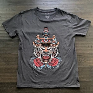 Tiger Tattoo Graphic T-Shirt Herren Gr. Large grau - Bild 1 von 4