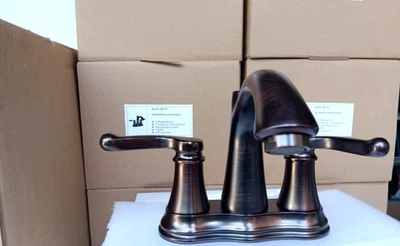 Grifo de baño de 2 manijas de bronce frotado con aceite 3 orificios con drenaje emergente nuevo Foto 1 de 4