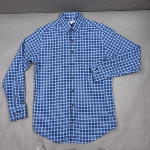 Peter Millar Shirt Mens Medium Blue Black Plaid Dress Office Work Button Down - Picture 1 of 11
