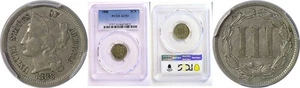 1888 3CN Nickel Three Cent PCGS AU-53 - Picture 1 of 3