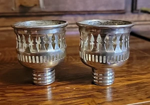 2 International Sterling Silver Screw-In Candlestick Inserts 45 grams Bobeches - Picture 1 of 10