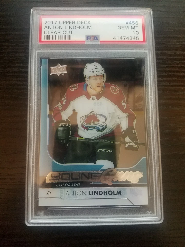 2017-18 Upper Deck Clear Cut #456 Anton Lindholm YG PSA 10 GEM MINT RC POP 1/1  - Image 1 of 1