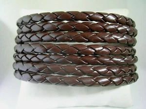 LEATHER BROWN BRACELET WITH 5 STRAND BRAIDS 2 STAINLESS STEEL LOCKS FITS 2 SIZES - Picture 1 of 10