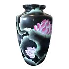 Vintage Chinese Zhongguo Chao Cai Vase Hand Painted Black Water Lily Design