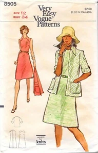 Vestido y chaqueta vintage Vogue 8505 patrón de costura Misses línea A talla 12 busto 34 - Imagen 1 de 2
