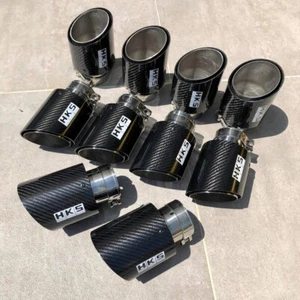 LIMITED HKS HI-POWER Carbon Fibre HKS Exhaust Tail Pipe With Clamps Inlet 2.5" - Foto 1 di 2