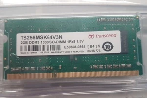 Lotto 2 RAM SO-DIMM DDR3 1333MHz 2GB Transcend 1.5V - Foto 1 di 1