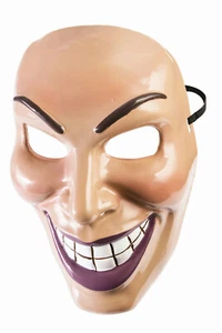Male Evil Grin Mask Purge Half Costume Accessory PVC Mans Revenge Smile - Picture 1 of 1