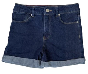 CALVIN KLEIN Jean Shorts Girls Size 14 mid rise boy shorts Stretch Cuff Hem - Picture 1 of 10