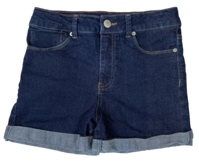 CALVIN KLEIN Jean Shorts Girls Size 14 mid rise boy shorts Stretch Cuff Hem - Image 1 of 4