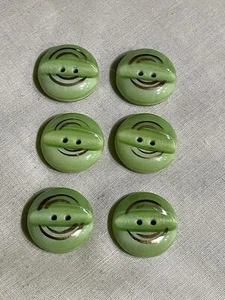 Vintage Czech Green Glass Buttons Button Lot DUP-28J - Picture 1 of 5