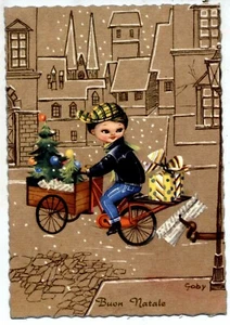 Splendida Serie Completa di 6 cartoline Bambini Natale Dachshund PC Circa 1940 3 - Imagen 1 de 6
