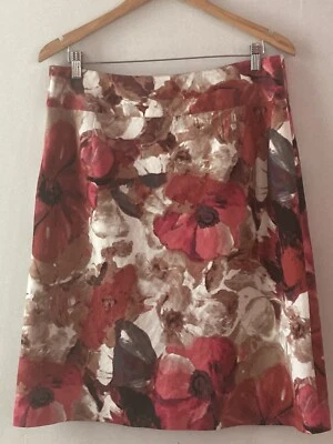 Falda lápiz East 5th talla 14 flores florales rojo beige forrado j262 Foto 1 de 2