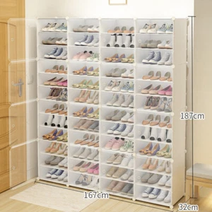 12 Tiers 96 Pairs Shoe Tower Rack Sneaker Shelf Cube Closet Organizer Cabinet - Picture 1 of 12
