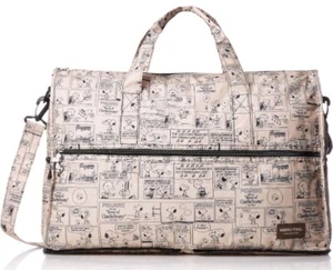 Peanuts Snoopy HAPITAS comic travel duffle carry on baggage bag beige - Picture 1 of 8