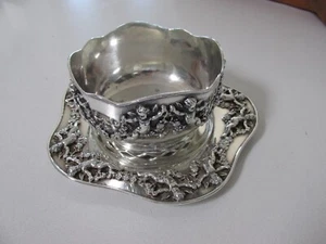 Shreve & Co. High Relief Sterling Silver Bowl/Plate Set.....Floral w/Cherubs - Picture 1 of 13