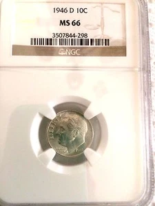 1946 D Roosevelt Dime MS66 NGC - Picture 1 of 2