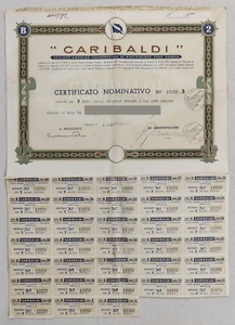 azione 1936 genova navigazione garibaldi 2 azioni lire 100 cedole serie b - Imagen 1 de 6