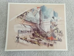 Stampa centro commerciale anni 60 rendering architettonico metà secolo vetro moda boutique - Foto 1 di 13
