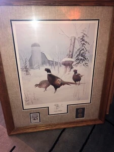 Leo Stans Signed Winter Wonder Limited Edition Pheasant Print With Coin & Stamp - Picture 1 of 7