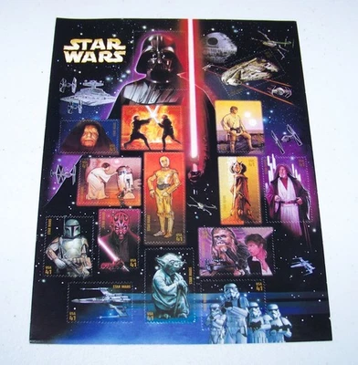 Estampilla postal de Estados Unidos 41¢ Star Wars #4143 MNH hoja completa Foto 1 de 3