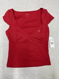 PacSun EST.PAC Crop Top Rosso Elasticizzato Scollo a V XS Nylon Spandex - Foto 1 di 10