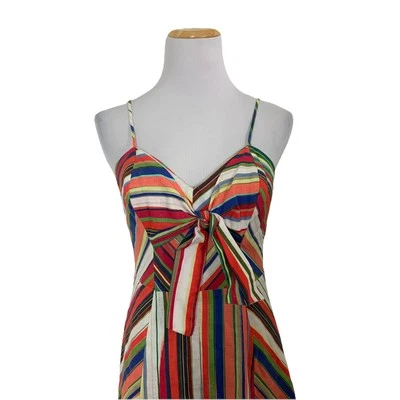 Vestido de romero arco iris a rayas Parker para mujer mezcla de lino para mujer 4 soleros Foto 1 de 4