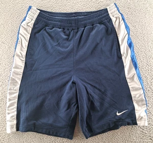 VINTAGE Nike Basketball Shorts Mens Medium Blue Mesh Lined Drawstring Silver Tag - Picture 1 of 10