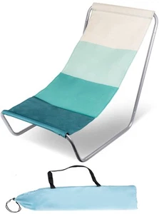 MalTec Gartenliege Klappbare Sonnenliege mit Tasche Stahl Weiss Blau leicht - Bild 1 von 12