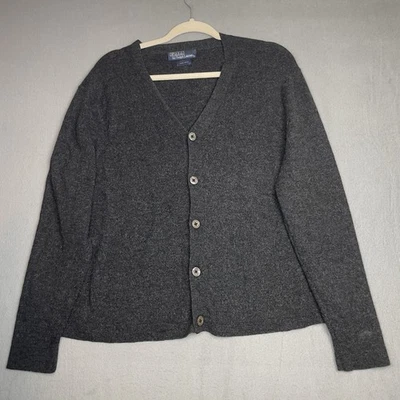 Cárdigan Polo Ralph Lauren Vintage Para Hombre Grande Lana Negro Preppy Academia Años 90 Foto 1 de 4