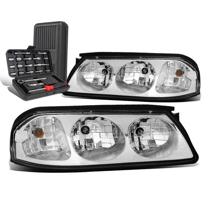 For 2000-2005 Chevy Impala Pair Chrome/Clear Side Turn Signal Headlight+Tool Box - Image 1 of 4