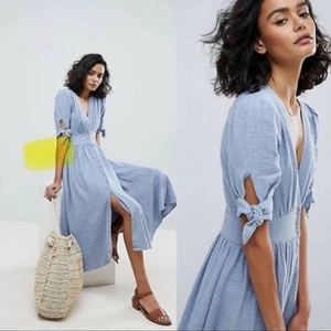 Free People Womens Midi Boho Dress Size S Love Of My Life Blue - Picture 1 of 14