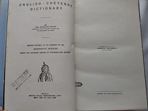 English Cheyenne Dictionary in 2 parts (1915) Petter Facsimile American Indians - Picture 1 of 9