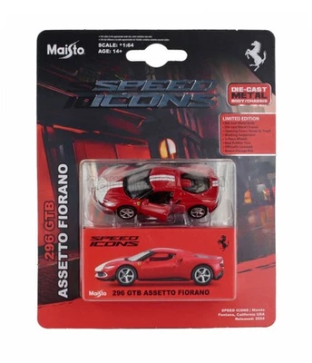 MODELLINO AUTO STATICO MAISTO FERRARI 296 GTB HYBRID 830HP V6 2021 ROSSO 1/64 - Immagine 1 di 2
